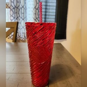 NEW Starbucks Christmas 2024 Red Swirl Stripe Venti Tumbler 24oz Cold Cup Winter